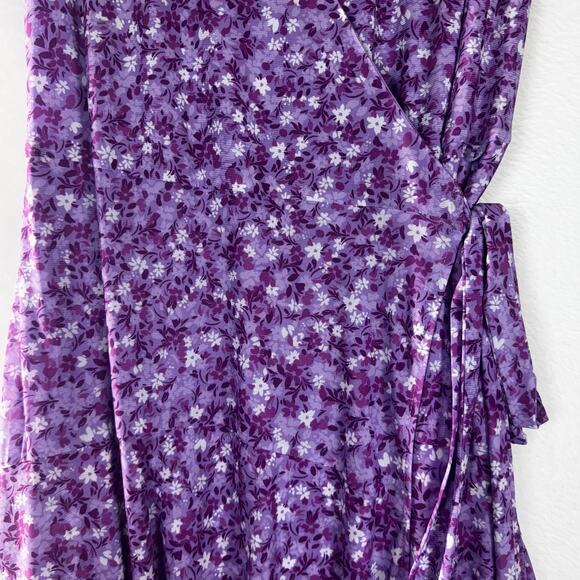 Draper James RSVP Floral Wrap Dress Size L Purple Flowers Midi Length - Picture 4 of 13
